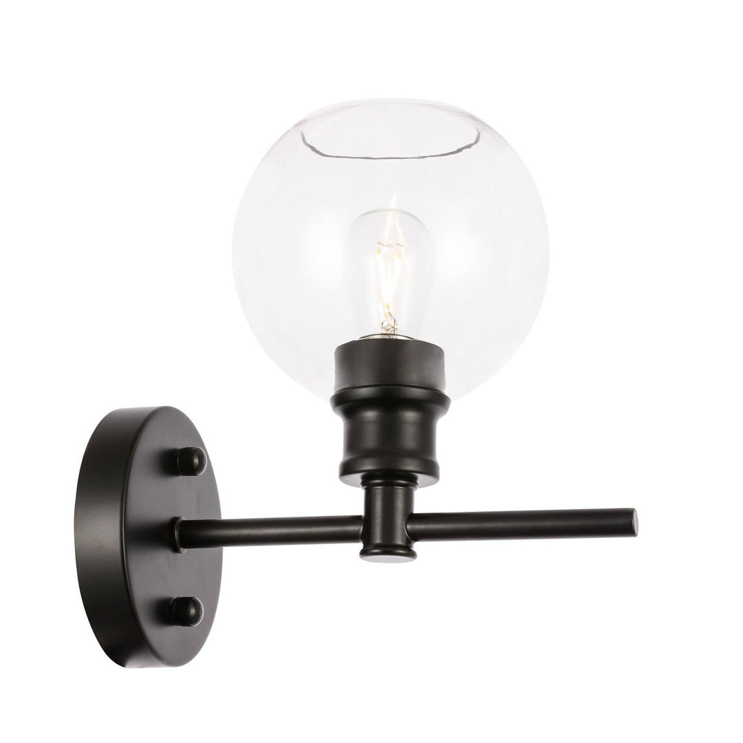 Elegant Collier LD2310BK Wall Sconce Light - Black And Clear Glass