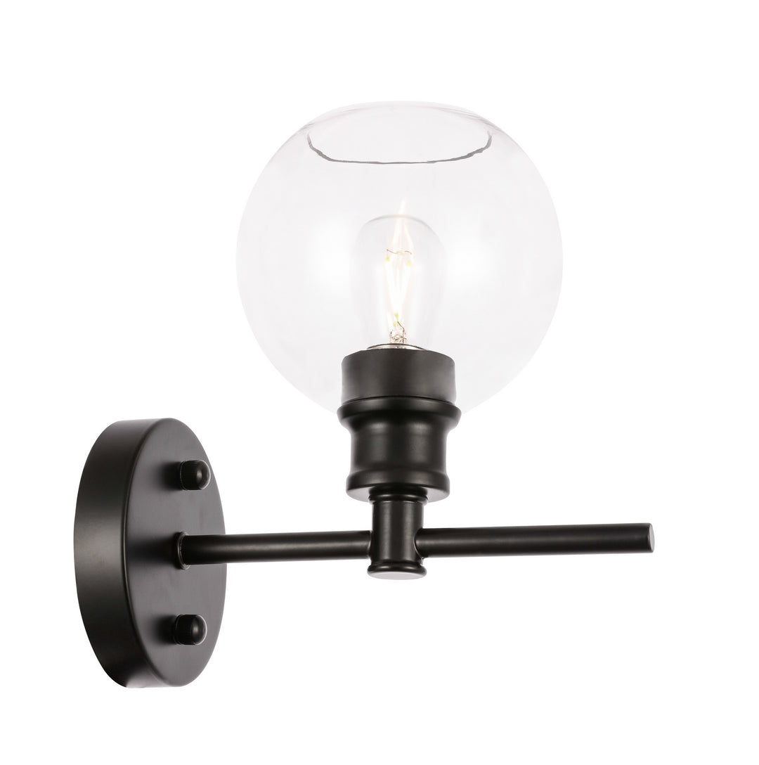 Elegant Collier LD2310BK Wall Sconce Light - Black And Clear Glass