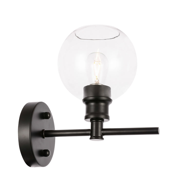 Elegant Collier LD2310BK Wall Sconce Light - Black And Clear Glass