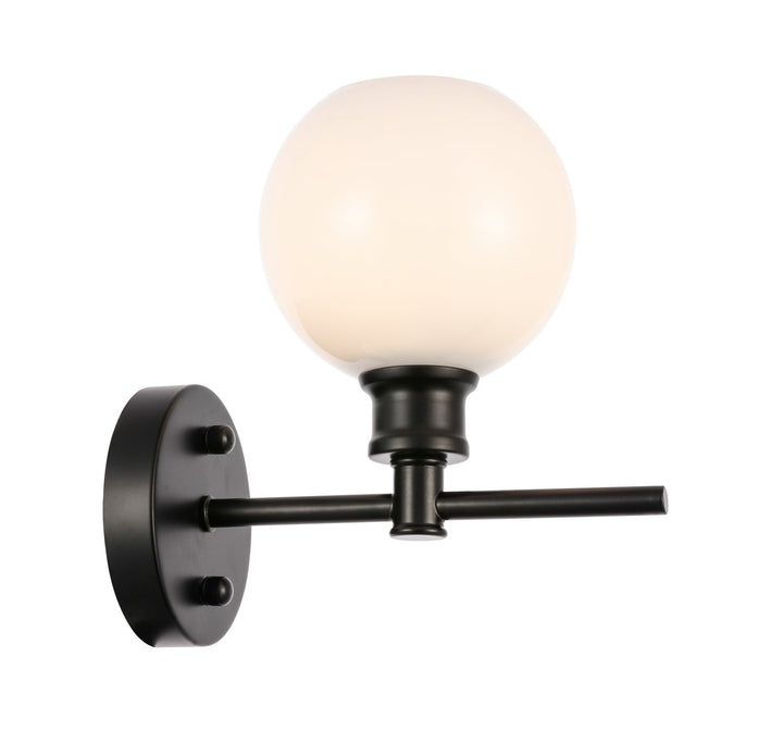 Elegant Collier LD2311BK Wall Sconce Light - Black And Frosted White Glass