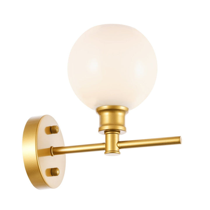 Elegant Collier LD2311BR Wall Sconce Light - Brass And Frosted White Glass