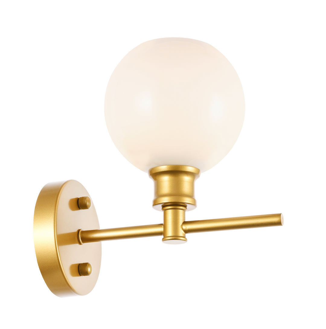 Elegant Collier LD2311BR Wall Sconce Light - Brass And Frosted White Glass