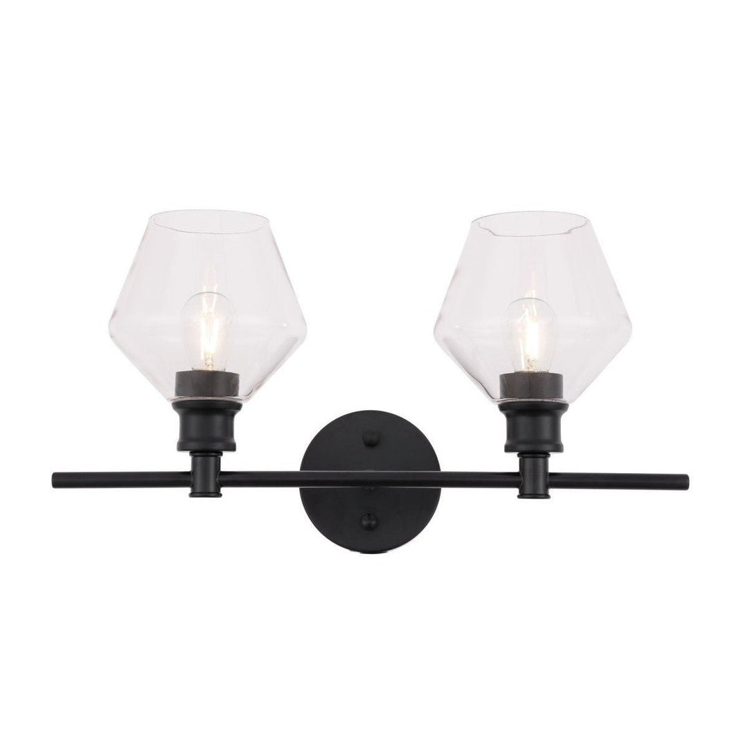 Elegant Gene LD2312BK Bath Vanity Light 8 in. wide - Black And Clear Glass