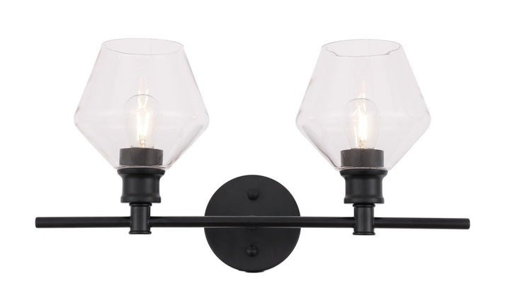 Elegant Gene LD2312BK Bath Vanity Light 8 in. wide - Black And Clear Glass