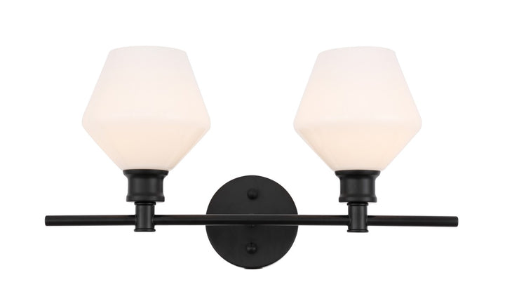 Elegant Gene LD2313BK Bath Vanity Light 8 in. wide - Black And Frosted White Glass