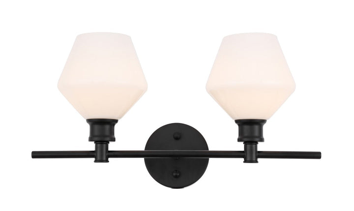 Elegant Gene LD2313BK Bath Vanity Light 8 in. wide - Black And Frosted White Glass