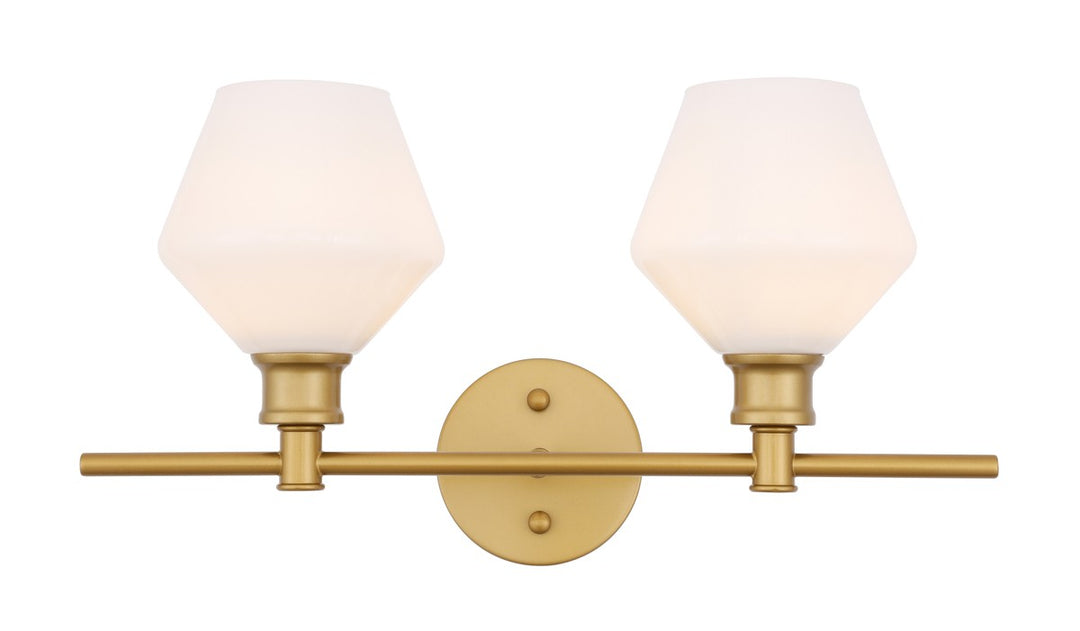 Elegant Gene LD2313BR Bath Vanity Light 8 in. wide - Brass And Frosted White Glass