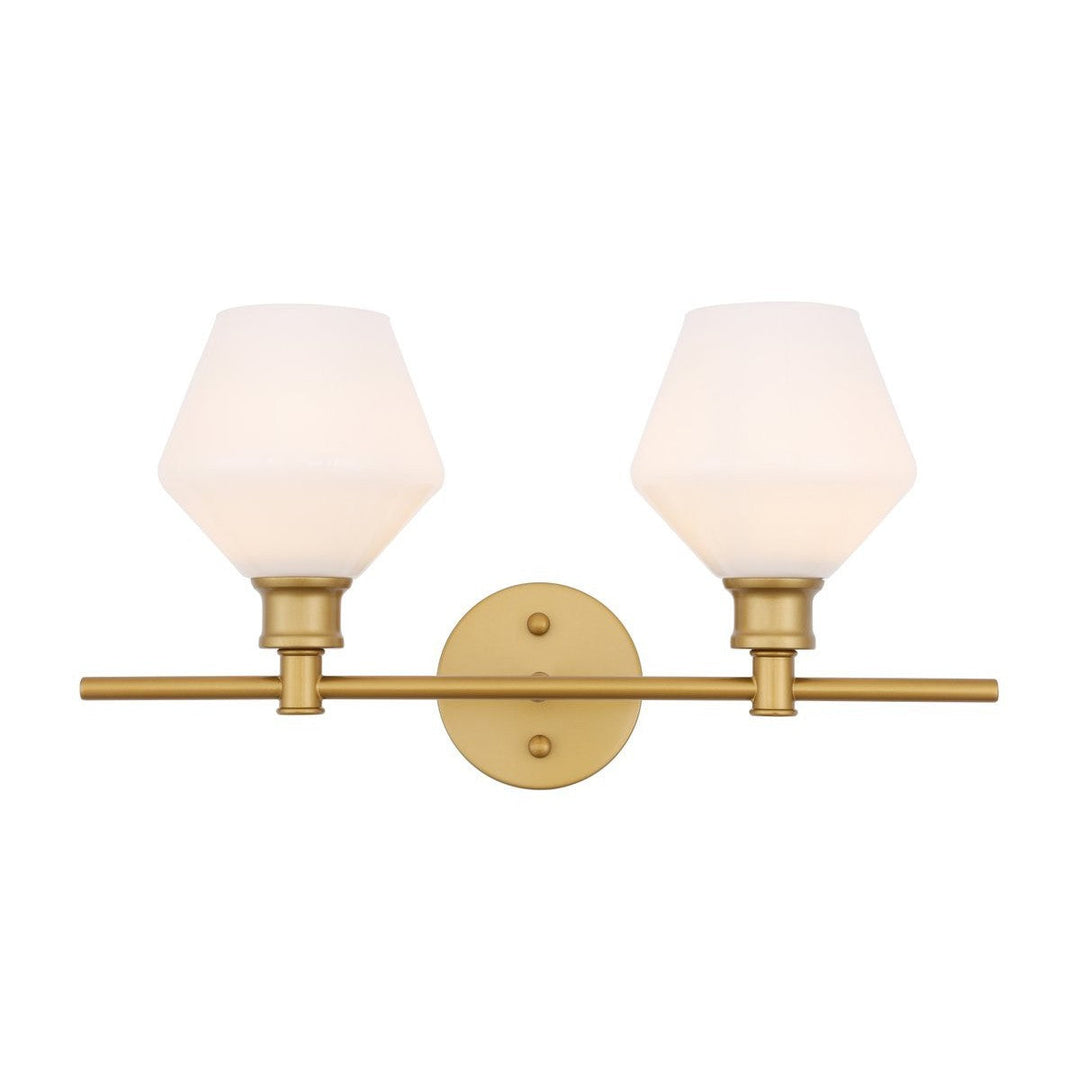 Elegant Gene LD2313BR Bath Vanity Light 8 in. wide - Brass And Frosted White Glass