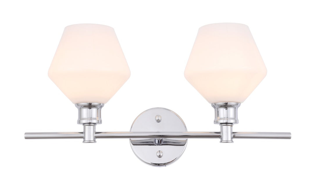 Elegant Gene LD2313C Bath Vanity Light 8 in. wide - Chrome And Frosted White Glass