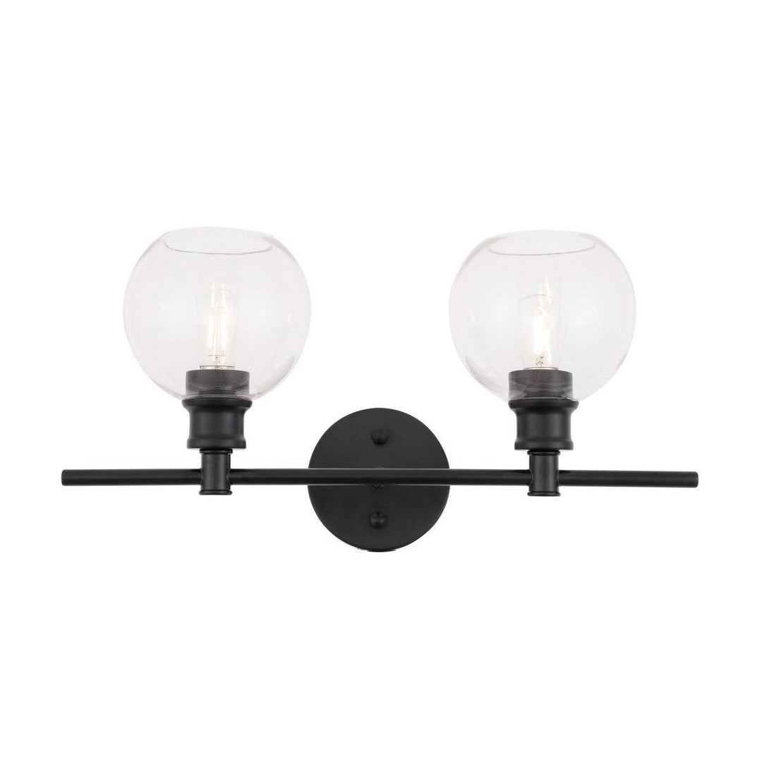 Elegant Collier LD2314BK Bath Vanity Light 8 in. wide - Black And Clear Glass