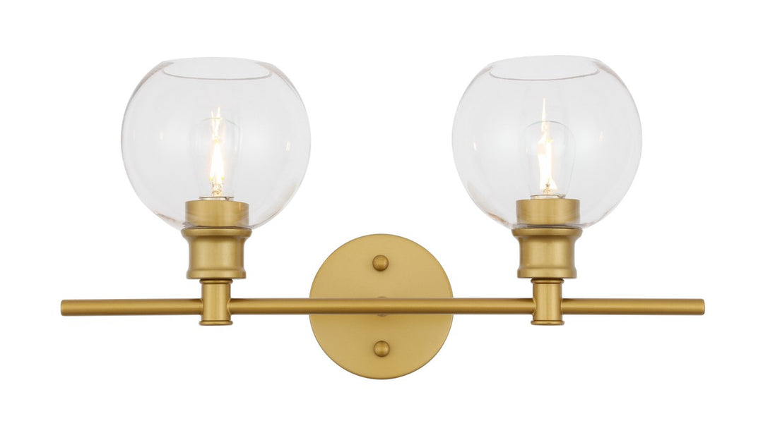 Elegant Collier LD2314BR Bath Vanity Light 8 in. wide - Brass And Clear Glass