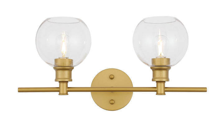 Elegant Collier LD2314BR Bath Vanity Light 8 in. wide - Brass And Clear Glass