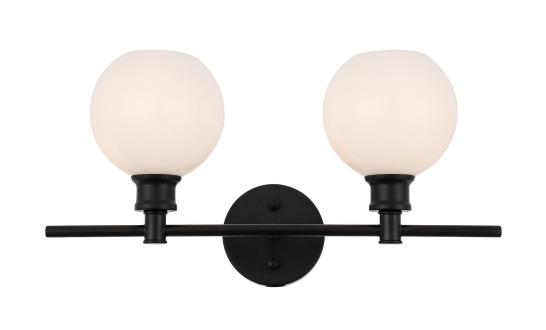 Elegant Collier LD2315BK Bath Vanity Light 8 in. wide - Black And Frosted White Glass