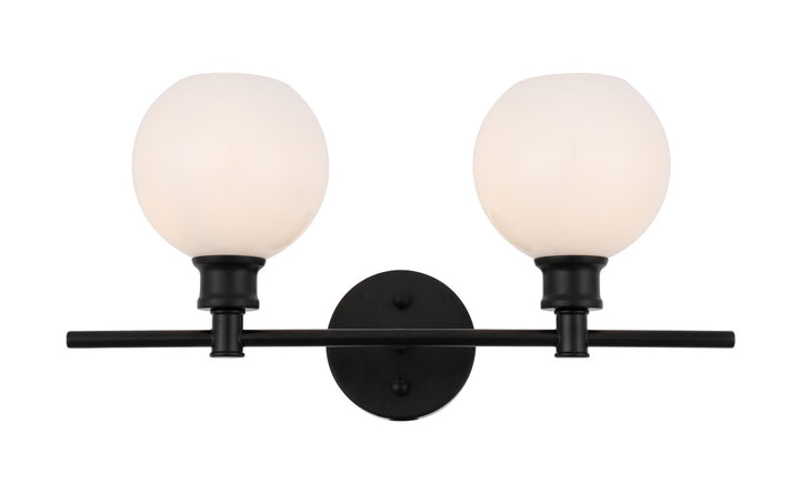 Elegant Collier LD2315BK Bath Vanity Light 8 in. wide - Black And Frosted White Glass