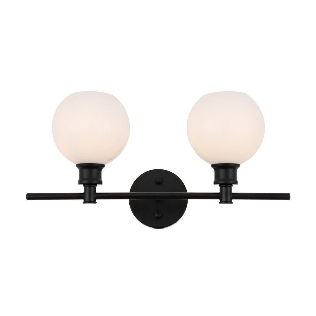 Elegant Collier LD2315BK Bath Vanity Light 8 in. wide - Black And Frosted White Glass