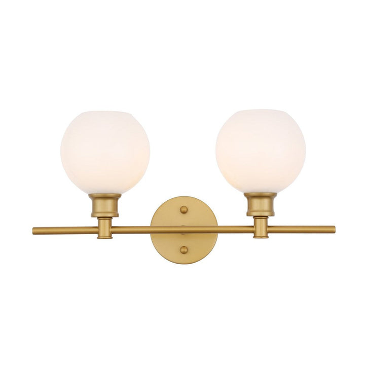 Elegant Collier LD2315BR Bath Vanity Light 8 in. wide - Brass And Frosted White Glass