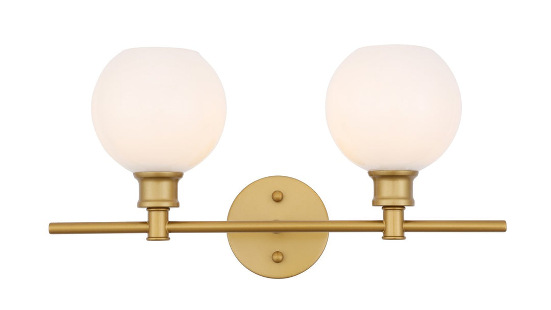 Elegant Collier LD2315BR Bath Vanity Light 8 in. wide - Brass And Frosted White Glass