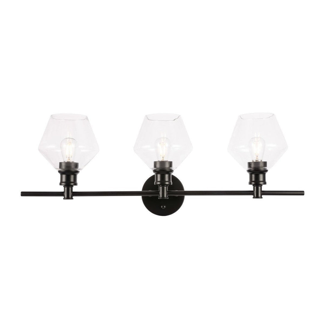 Elegant Gene LD2316BK Bath Vanity Light 8 in. wide - Black And Clear Glass