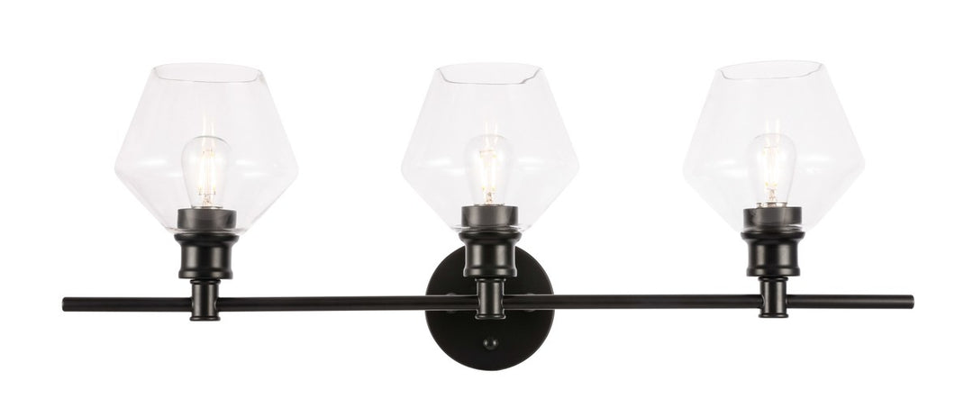 Elegant Gene LD2316BK Bath Vanity Light 8 in. wide - Black And Clear Glass