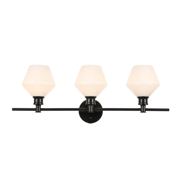 Elegant Gene LD2317BK Bath Vanity Light 8 in. wide - Black And Frosted White Glass