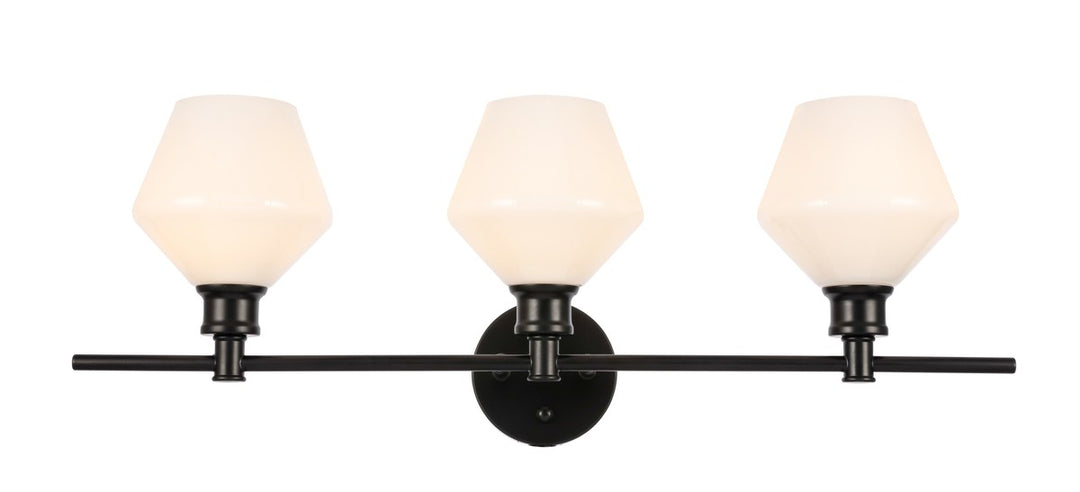 Elegant Gene LD2317BK Bath Vanity Light 8 in. wide - Black And Frosted White Glass