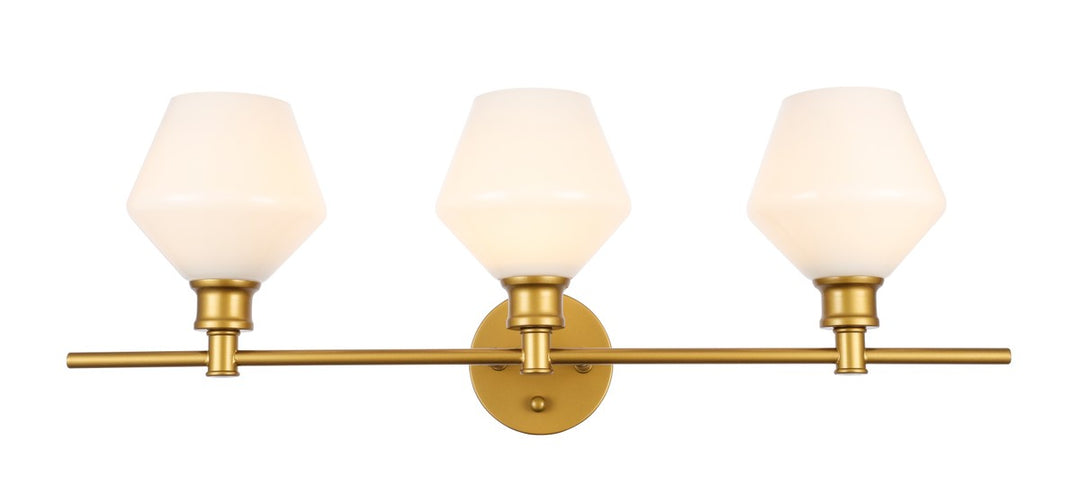 Elegant Gene LD2317BR Bath Vanity Light 8 in. wide - Brass And Frosted White Glass