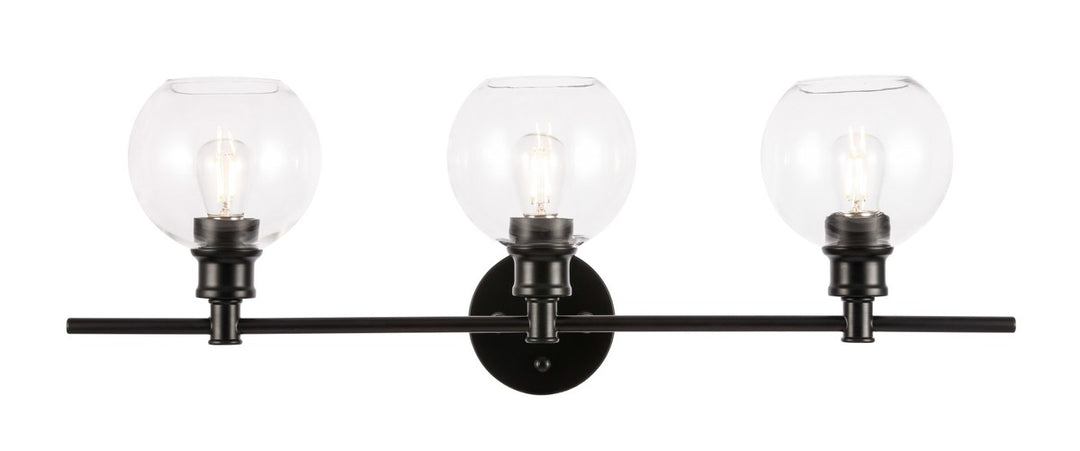 Elegant Collier LD2318BK Bath Vanity Light 8 in. wide - Black And Clear Glass