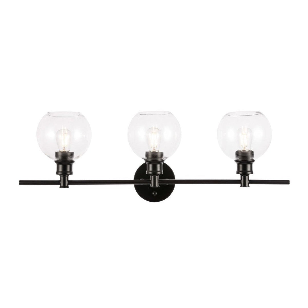 Elegant Collier LD2318BK Bath Vanity Light 8 in. wide - Black And Clear Glass