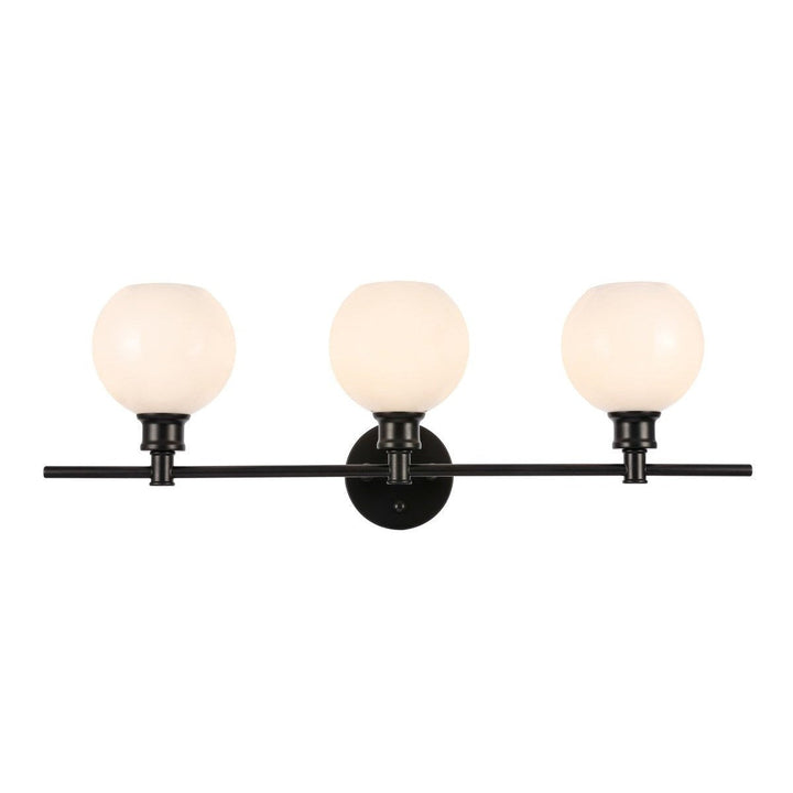 Elegant Collier LD2319BK Bath Vanity Light 8 in. wide - Black And Frosted White Glass