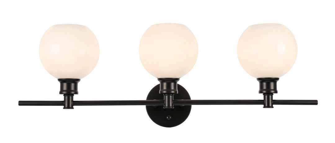 Elegant Collier LD2319BK Bath Vanity Light 8 in. wide - Black And Frosted White Glass