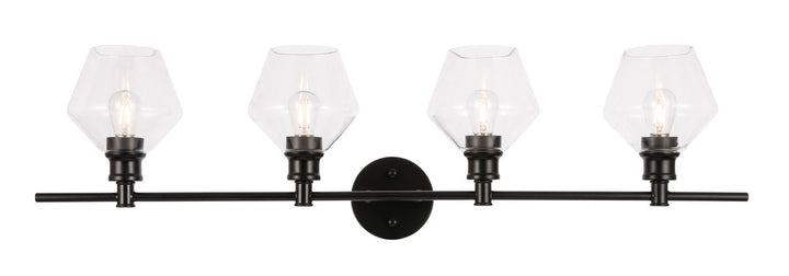 Elegant Gene LD2320BK Bath Vanity Light 8 in. wide - Black And Clear Glass