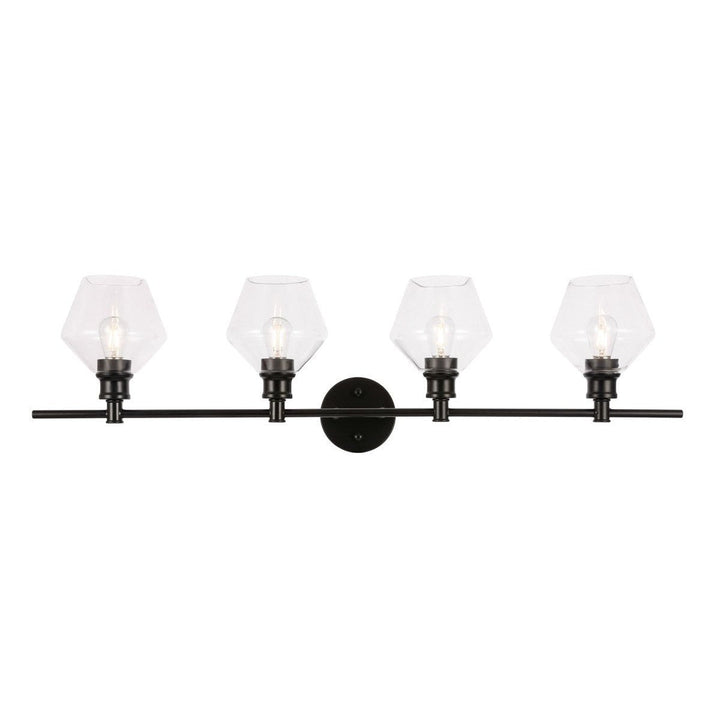 Elegant Gene LD2320BK Bath Vanity Light 8 in. wide - Black And Clear Glass