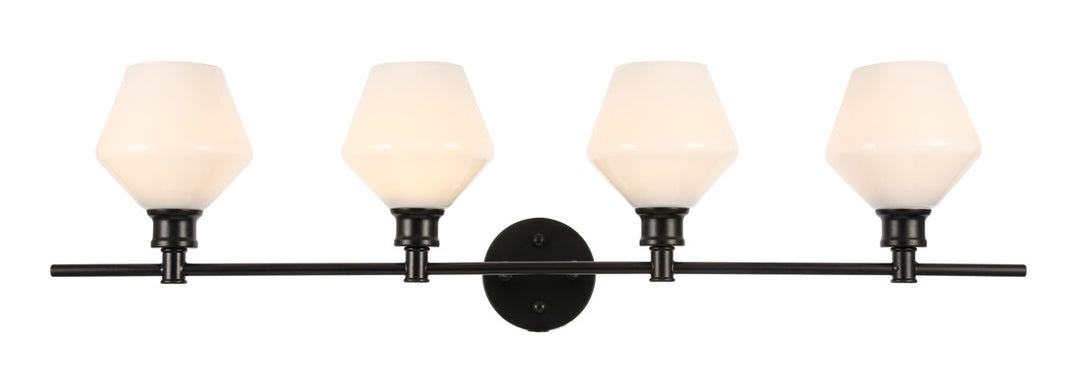 Elegant Gene LD2321BK Bath Vanity Light 8 in. wide - Black And Frosted White Glass