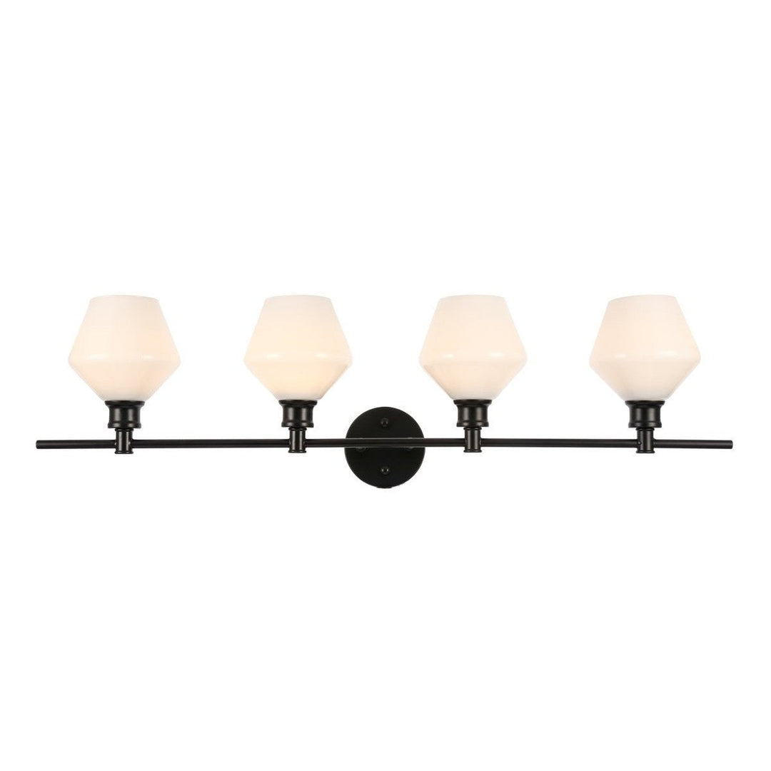 Elegant Gene LD2321BK Bath Vanity Light 8 in. wide - Black And Frosted White Glass