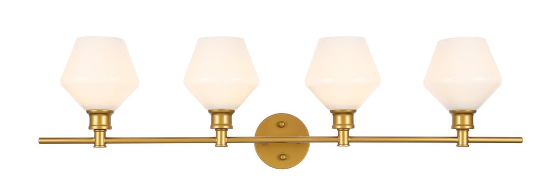 Elegant Gene LD2321BR Bath Vanity Light 8 in. wide - Brass And Frosted White Glass