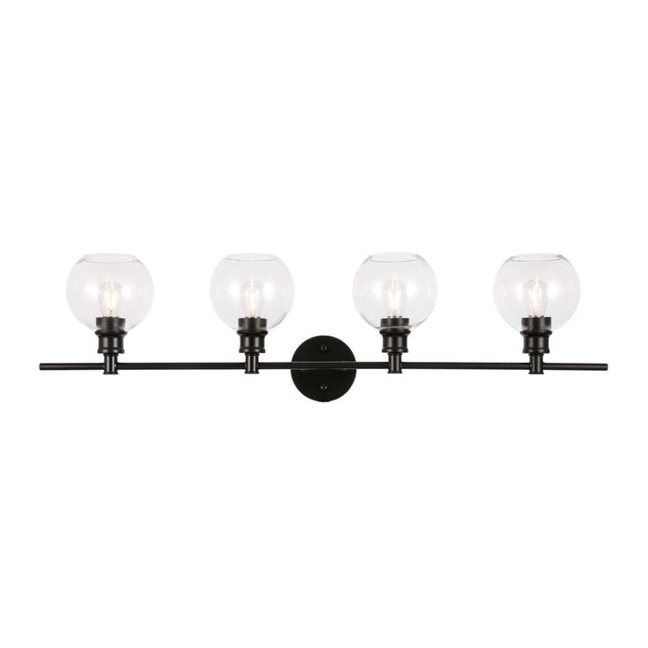 Elegant Collier LD2322BK Bath Vanity Light 8 in. wide - Black And Clear Glass