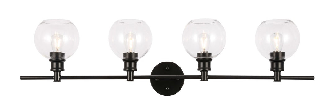 Elegant Collier LD2322BK Bath Vanity Light 8 in. wide - Black And Clear Glass