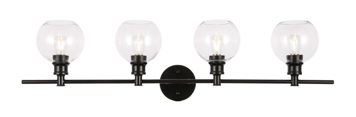 Elegant Collier LD2322BK Bath Vanity Light 8 in. wide - Black And Clear Glass