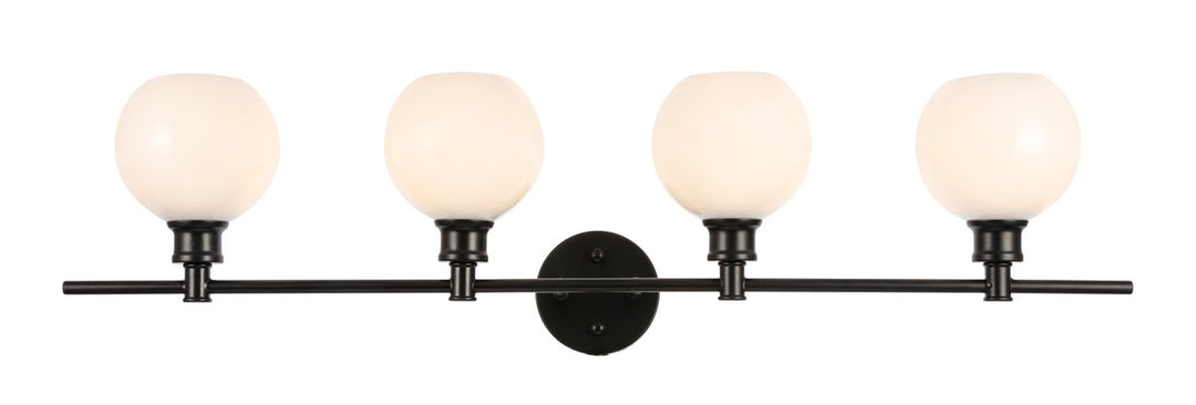 Elegant Collier LD2323BK Bath Vanity Light 8 in. wide - Black And Frosted White Glass