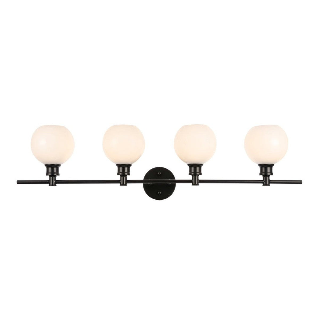 Elegant Collier LD2323BK Bath Vanity Light 8 in. wide - Black And Frosted White Glass