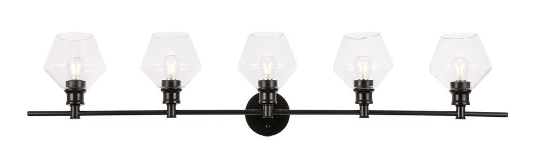 Elegant Gene LD2324BK Bath Vanity Light 8 in. wide - Black And Clear Glass