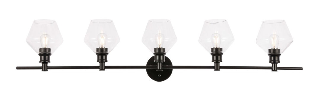 Elegant Gene LD2324BK Bath Vanity Light 8 in. wide - Black And Clear Glass