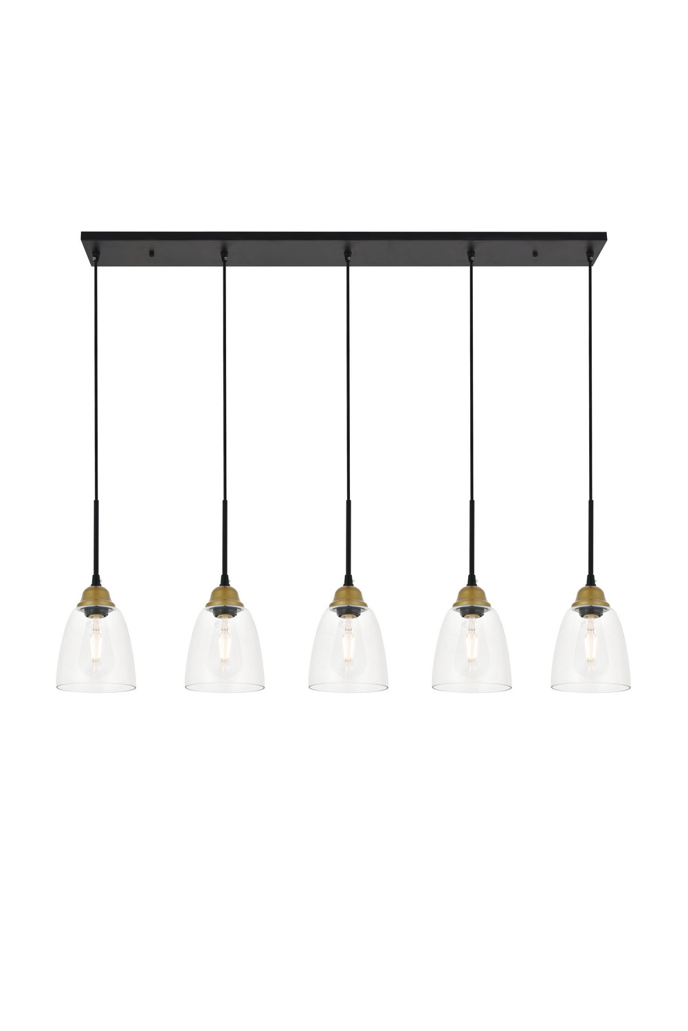 Elegant Felicity LD4013D46BRB Pendant Light - Brass And Black And Clear