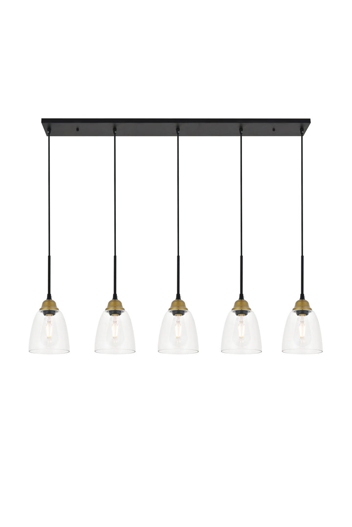 Elegant Felicity LD4013D46BRB Pendant Light - Brass And Black And Clear