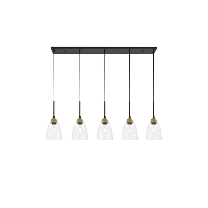 Elegant Felicity LD4013D46BRB Pendant Light - Brass And Black And Clear