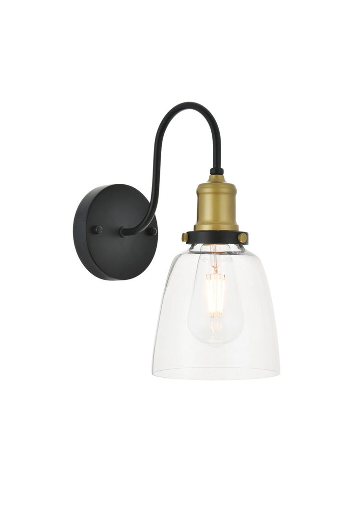 Elegant Felicity LD4013W6BRB Wall Sconce Light - Brass And Black And Clear