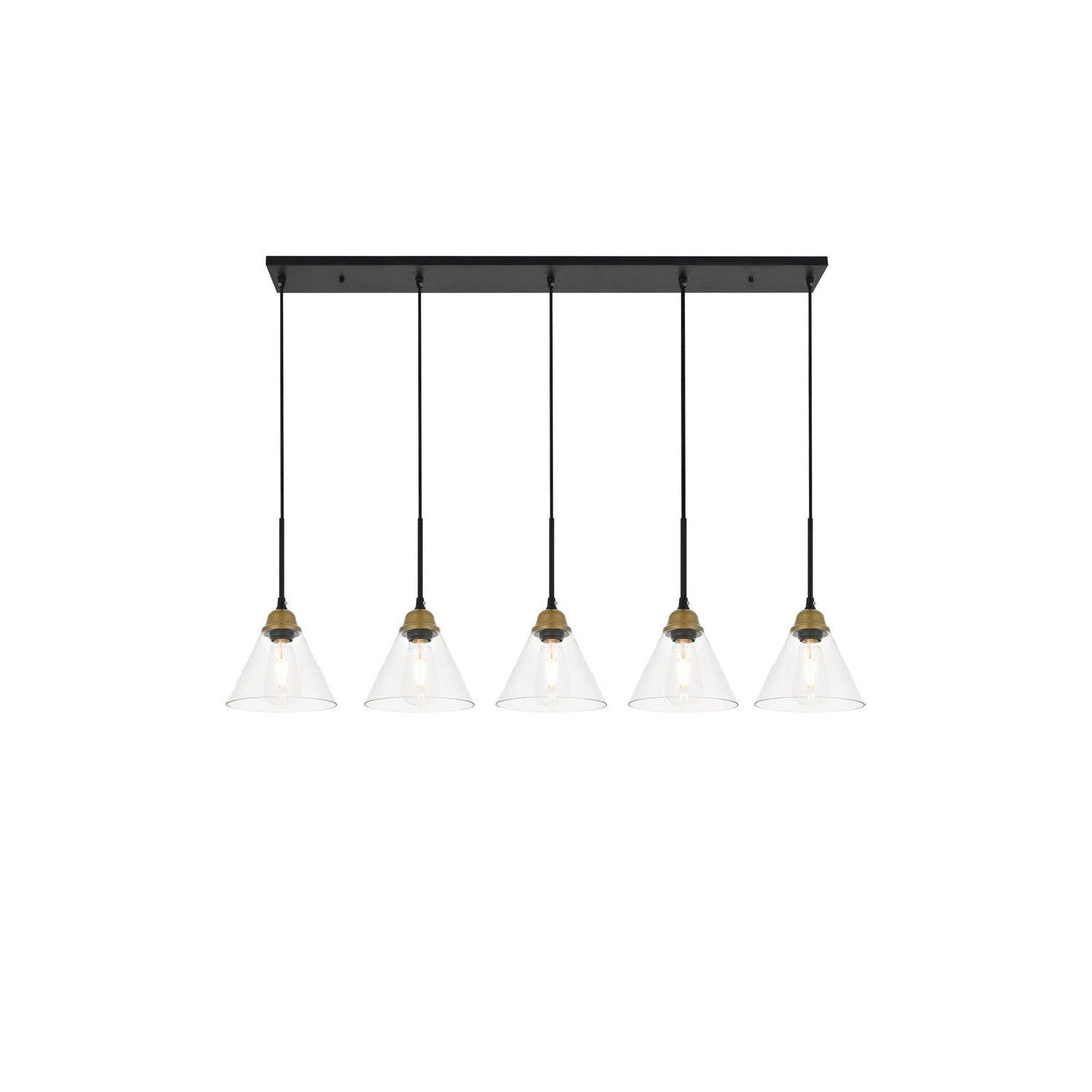 Elegant Histoire LD4017D48BRB Pendant Light - Brass And Black And Clear