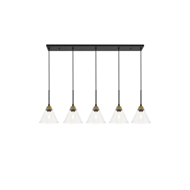 Elegant Histoire LD4017D48BRB Pendant Light - Brass And Black And Clear