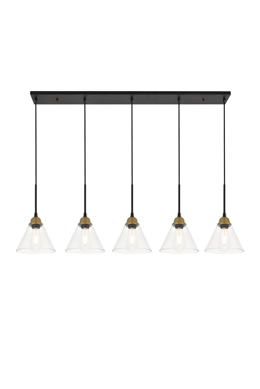 Elegant Histoire LD4017D48BRB Pendant Light - Brass And Black And Clear