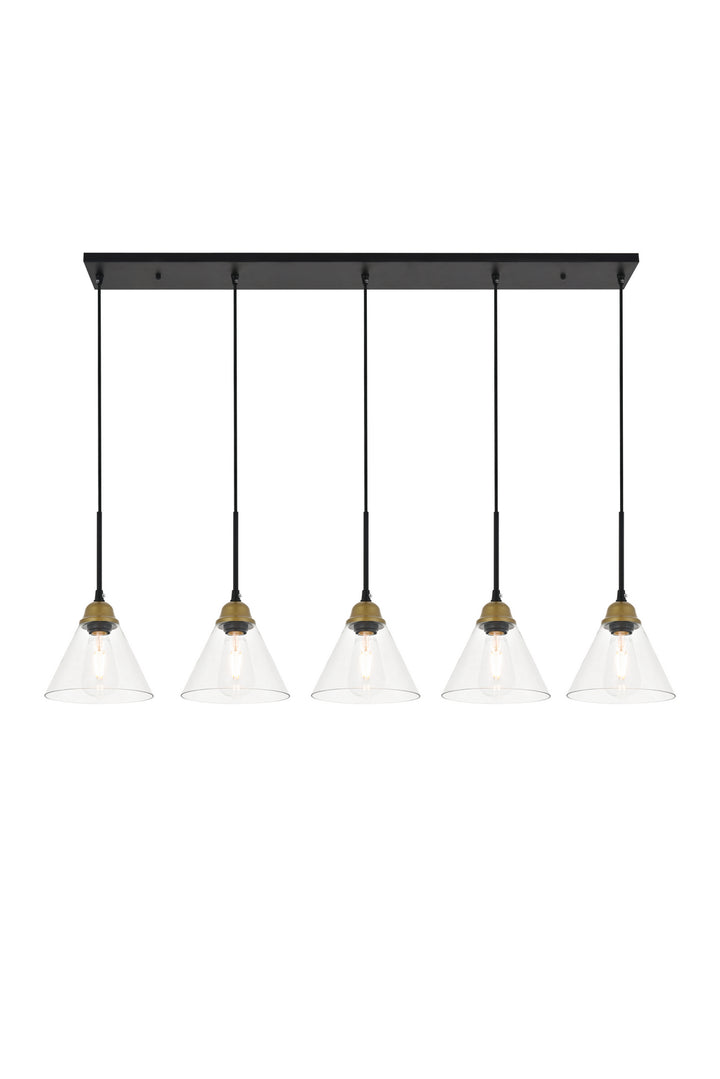 Elegant Histoire LD4017D48BRB Pendant Light - Brass And Black And Clear